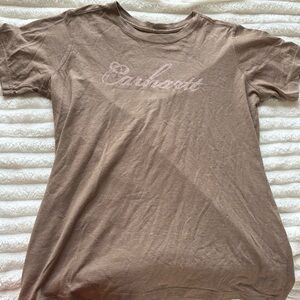 Carhartt Tan Short Sleeve Script Logo Tee